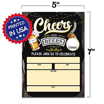 Partiness Cheers and Beers Birthday Invitations, 30th, 40th, 50th, 21st Adult Birthday Invitation fo...