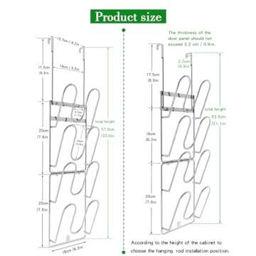 QIHS 4-Tier Pot Lid Organizer, Cabinet Door Pot Lid Organizer, Door Lid Holder for Kitchen Lid Stora...