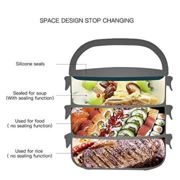Stainless Steel Leakproof Lunch Box with Lock Container and Insulated Lunch Bag for Adult and Office (3-Tier)