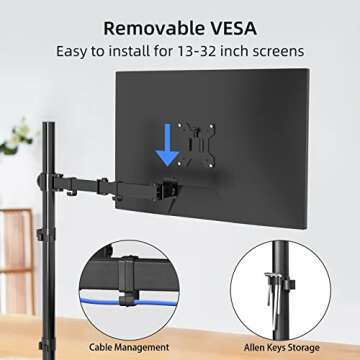 Suptek Adjustable Monitor Arm for 32 inch Screens