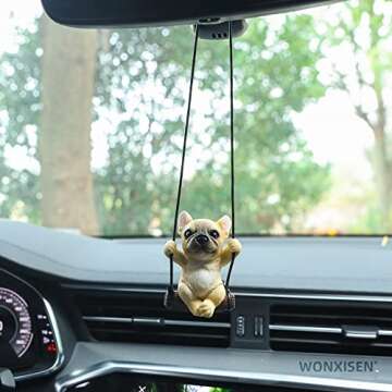 Puppy Car Hanging Ornament French Bulldog Car decoration Mirror Hanging Car Interior Accessories For...