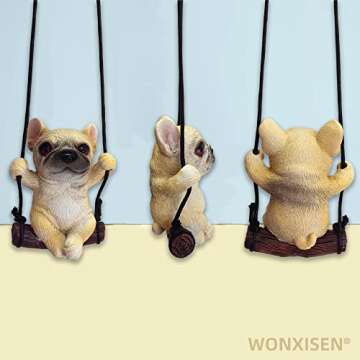 Puppy Car Hanging Ornament French Bulldog Car decoration Mirror Hanging Car Interior Accessories For Car Rear View Mirror Hanging Accessories Gardening Hanging Car Ornament