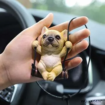 Puppy Car Hanging Ornament French Bulldog Car decoration Mirror Hanging Car Interior Accessories For Car Rear View Mirror Hanging Accessories Gardening Hanging Car Ornament