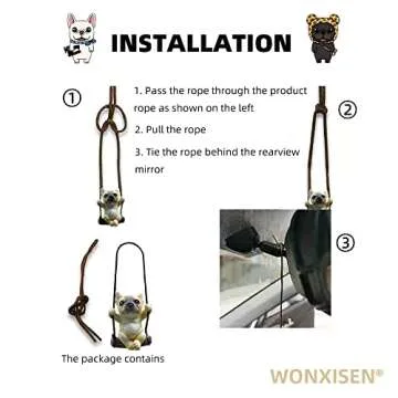 Puppy Car Hanging Ornament French Bulldog Car decoration Mirror Hanging Car Interior Accessories For Car Rear View Mirror Hanging Accessories Gardening Hanging Car Ornament