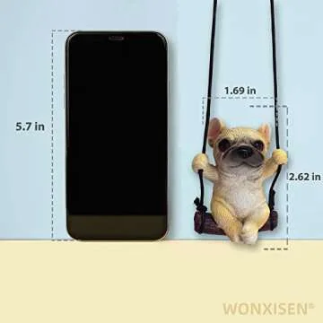 Puppy Car Hanging Ornament French Bulldog Car decoration Mirror Hanging Car Interior Accessories For Car Rear View Mirror Hanging Accessories Gardening Hanging Car Ornament