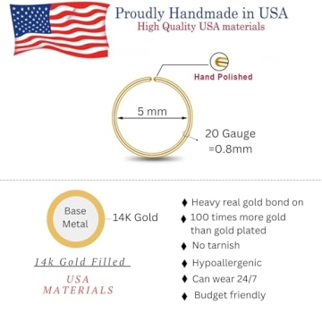 5mm 14k Gold Filled Nose Rings - Hypoallergenic Jewelry
