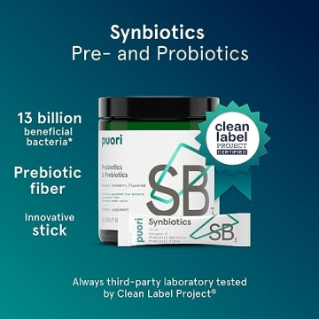 Puori Probiotics and Prebiotics Dietary Supplement - 13 Billion CFU x 30 Servings - Support Immune and Digestive Health - Fiber 4g, Vitamin C 200mg - SB3 Bifidobacterium, Lactobacillus Fermentum