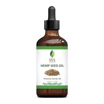 SVA ORGANICS Hemp Seed Oil Cold Pressed 4oz (118 ml) Premium Carrier Oil With Dropper For Skin Care, Hair Care, Scalp Massage, Body Massage, Hair Products, Cosmetics & Soap