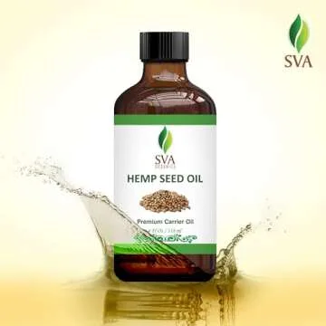 SVA ORGANICS Hemp Seed Oil Cold Pressed 4oz (118 ml) Premium Carrier Oil With Dropper For Skin Care, Hair Care, Scalp Massage, Body Massage, Hair Products, Cosmetics & Soap