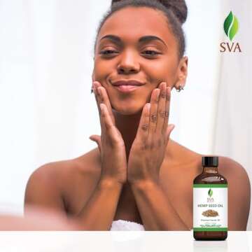 SVA ORGANICS Hemp Seed Oil Cold Pressed 4oz (118 ml) Premium Carrier Oil With Dropper For Skin Care, Hair Care, Scalp Massage, Body Massage, Hair Products, Cosmetics & Soap