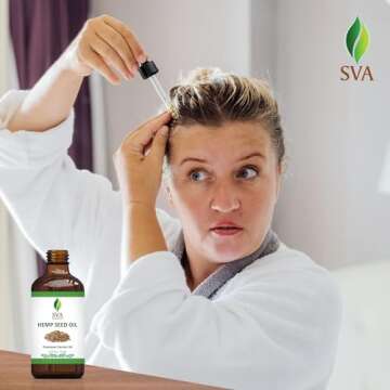 SVA ORGANICS Hemp Seed Oil Cold Pressed 4oz (118 ml) Premium Carrier Oil With Dropper For Skin Care, Hair Care, Scalp Massage, Body Massage, Hair Products, Cosmetics & Soap