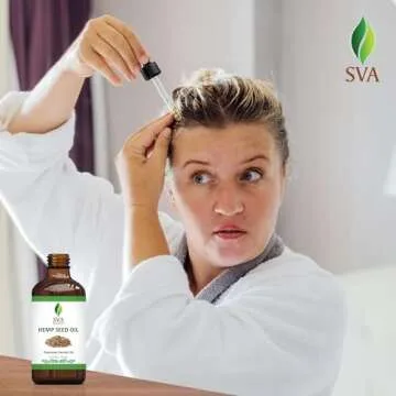 SVA ORGANICS Hemp Seed Oil Cold Pressed 4oz (118 ml) Premium Carrier Oil With Dropper For Skin Care, Hair Care, Scalp Massage, Body Massage, Hair Products, Cosmetics & Soap
