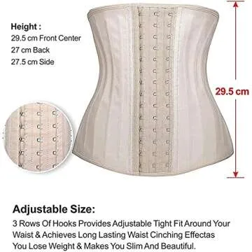 YIANNA Waist Trainer for Women Tummy Control Underbust 25 Steel Boned Sports Fitness Workout Hourglass Body Shaper, (Beige, XS)