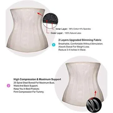 YIANNA Waist Trainer for Women Tummy Control Underbust 25 Steel Boned Sports Fitness Workout Hourglass Body Shaper, (Beige, XS)