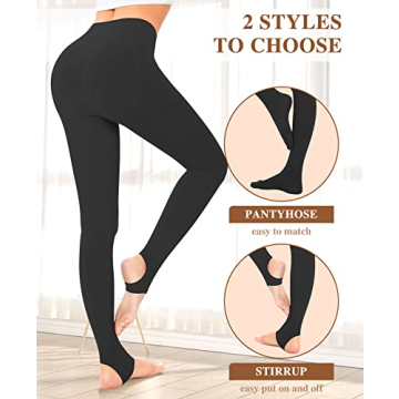 DOCUMO Black Opaque Tights for Women | Control Top Pantyhose