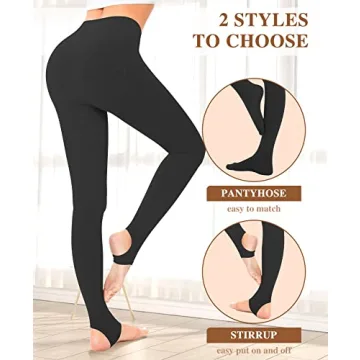 DOCUMO Black Opaque Tights for Women | Control Top Pantyhose