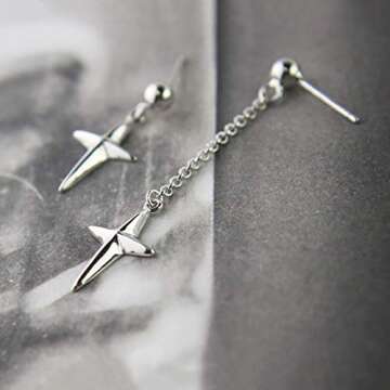 HZJCC Asymmetric Cross Drop Earrings for Unisex Style