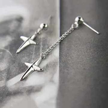 HZJCC Asymmetric Cross Drop Earrings for Unisex Style