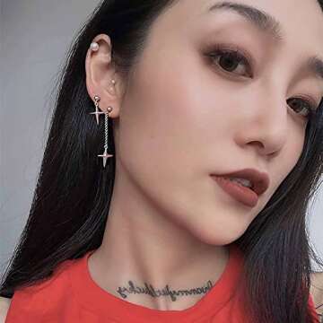 HZJCC Asymmetric Cross Drop Earrings for Unisex Style