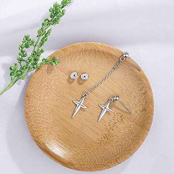 HZJCC Asymmetric Cross Drop Earrings for Unisex Style