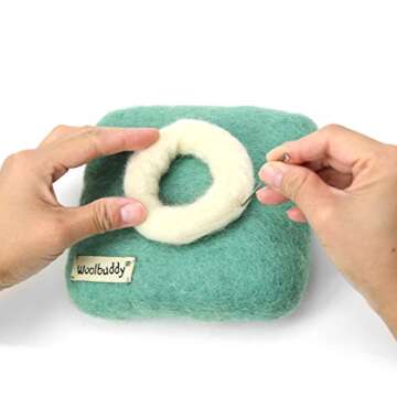 Woolbuddy Needle Felting Pad - Durable Wool Mat for Craft Projects, Foam Alternative, 6"x6"x1.5" (Teal)