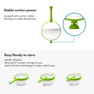 BANU Salad Spinner, Multi-Use Kitchen Collapsible Spinning Colander with Handle, Strainer, Washer Dr...