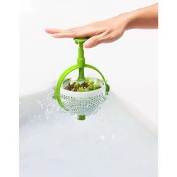 BANU Salad Spinner, Multi-Use Kitchen Collapsible Spinning Colander with Handle, Strainer, Washer Dryer Drainer Compact Storage, for Washing, Cleaning & Drying Greens, Vegetables, Fruits