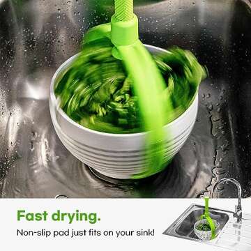 BANU Salad Spinner, Multi-Use Kitchen Collapsible Spinning Colander with Handle, Strainer, Washer Dryer Drainer Compact Storage, for Washing, Cleaning & Drying Greens, Vegetables, Fruits