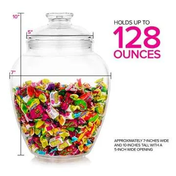 Modern Innovations 128-Ounce Candy & Cookie Jar with Lid, 1 Gallon Premium Acrylic Clear Apothecary ...