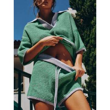 Tankaneo Women's Oversized 2-Piece Sweater Set with Shorts - Chic Comfort for Everyday Wear