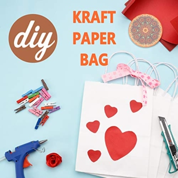 GSSUSA White Gift Bags - Bulk 100 Pack of Kraft Paper Bags