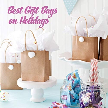 GSSUSA White Gift Bags - Bulk 100 Pack of Kraft Paper Bags