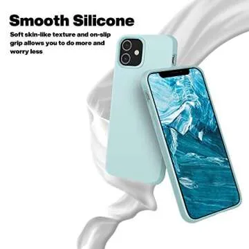 OTOFLY Compatible with iPhone 12 Case and iPhone 12 Pro Case 6.1 inch(2020),[Silky and Soft Touch Series] Premium Soft Liquid Silicone Rubber Full-Body Protective Bumper Case (MintCream)