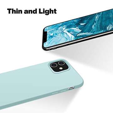 OTOFLY Compatible with iPhone 12 Case and iPhone 12 Pro Case 6.1 inch(2020),[Silky and Soft Touch Series] Premium Soft Liquid Silicone Rubber Full-Body Protective Bumper Case (MintCream)