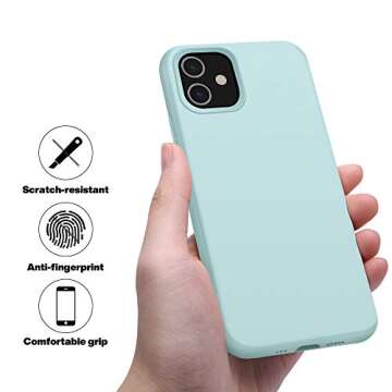 OTOFLY Compatible with iPhone 12 Case and iPhone 12 Pro Case 6.1 inch(2020),[Silky and Soft Touch Series] Premium Soft Liquid Silicone Rubber Full-Body Protective Bumper Case (MintCream)