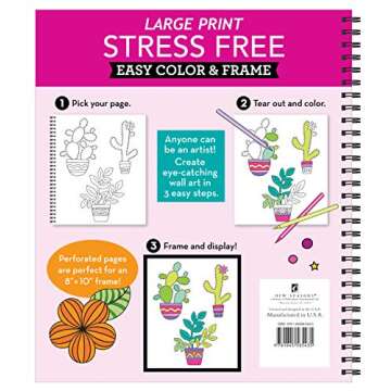 Large Print Easy Color & Frame - Stress Free (Adult Coloring Book)