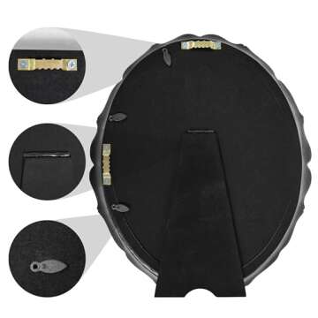 Gothic Decor,Wall Mounted Mirror, Vintage Style Oval Mirror, 10.5 by 12.5 inches, Black