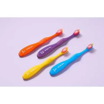 The Twelve Step3 Kids Toothbrush Vivid - Soft Bristles for Boys & Girls Ages 3+ - 12-Pack Rainbow Brushes (Monthly Replacement Reminder) (Triple Section Design) for Children’s Teeth