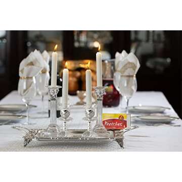 Ner Mitzvah Silver Plated Candlesticks, Pair of 4 Inch Ornate Candle Holders with Round Base and Floral Design (Pack of 2)