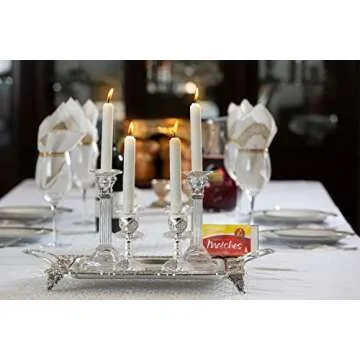 Ner Mitzvah Silver Plated Candlesticks, Pair of 4 Inch Ornate Candle Holders with Round Base and Floral Design (Pack of 2)