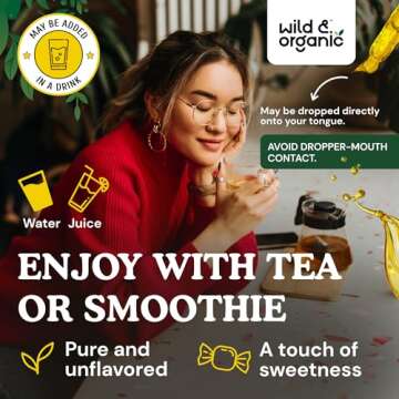 Wild & Organic Mullein Drops for Lungs - Lung Detox and Cleanse - Liquid Mullein Leaf Tincture - Vegan, Sugar & Alcohol-Free Extract Supplement - 2 fl oz