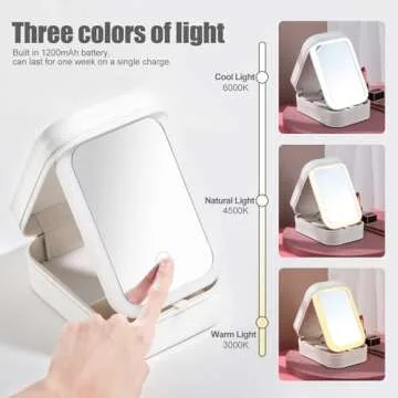 BS-MALL Portable LED Makeup Mirror Case with Storage