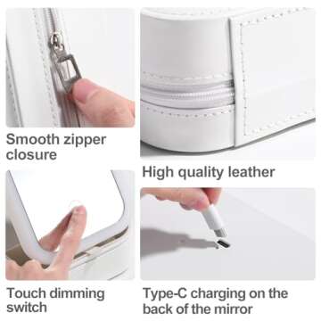 BS-MALL Portable LED Makeup Mirror Case with Storage