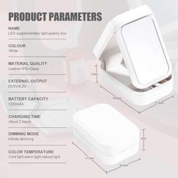 BS-MALL Portable LED Makeup Mirror Case with Storage