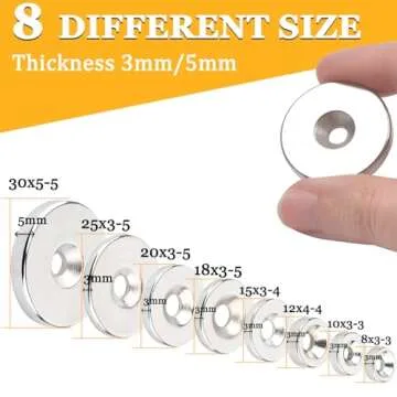 60 Pcs Strong Neodymium Disc Magnets with Hole, Small Permanent Round Ring Rare Earth Magnets Heavy Duty, for Cabinets Lockers Cruise Crafts DIY Industrial Screws (8 x 3 mm Hole 3 mm)