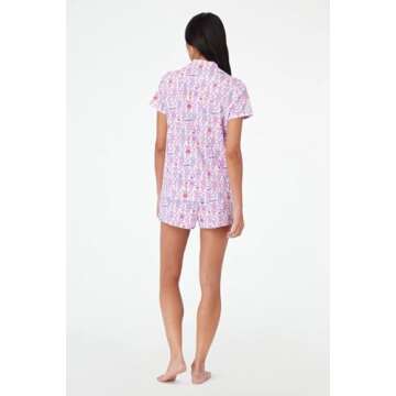 Yiulangde Women Cute Ribbit Monkey Pajamas Y2k Animal Print 2 Piece Preppy Pjs Shorts Matching Button Up Lounge Shirts Pj Set