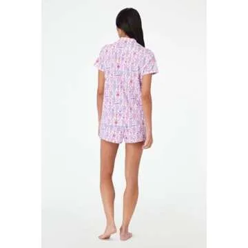 Yiulangde Women Cute Ribbit Monkey Pajamas Y2k Animal Print 2 Piece Preppy Pjs Shorts Matching Button Up Lounge Shirts Pj Set