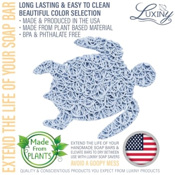 Soap Savers for Bar Soap/ShampooConditioner Bars, Made in USA by Luxiny |Lifts Bars in Soap Dishes & Shower Soap Holders |Handmade Soap Lasts Longer |Bars Dry Between uses(Blue Sea Turtle)