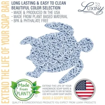 Soap Savers for Bar Soap/ShampooConditioner Bars, Made in USA by Luxiny |Lifts Bars in Soap Dishes & Shower Soap Holders |Handmade Soap Lasts Longer |Bars Dry Between uses(Blue Sea Turtle)