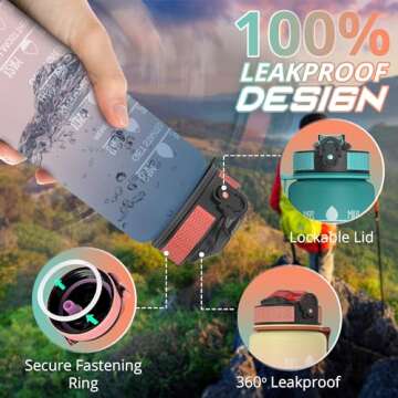 WHIPY 32 oz Water Bottle with Time Marker- Leak-Proof & BPA Free Reusable Gym Water Bottle - Easy to Carry Motivational Water Bottle for Fitness, Sports, Outdoor, Cycling, School & Office (Grey)